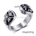 Punk Edelstahl Silber Christ Ring, Herren Silber Kreuz Ring